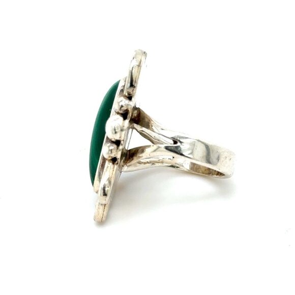 Silver Malachite Leaf Ring - Picture 2 of 7